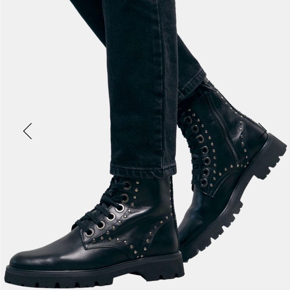The Kooples black leather combat boots